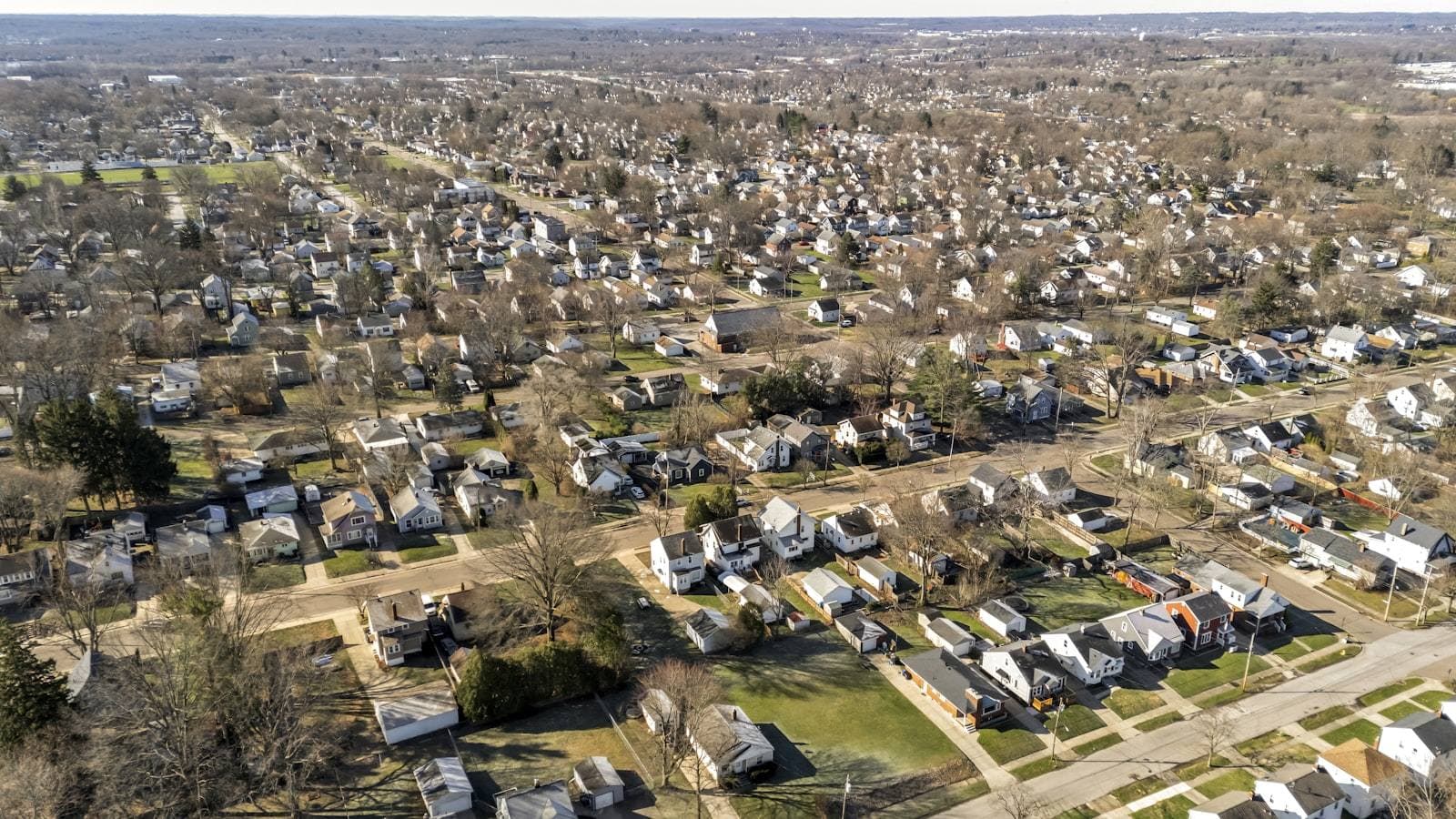 Aerial view of an Illinois residential neighborhood. Kendall County appeal guide.