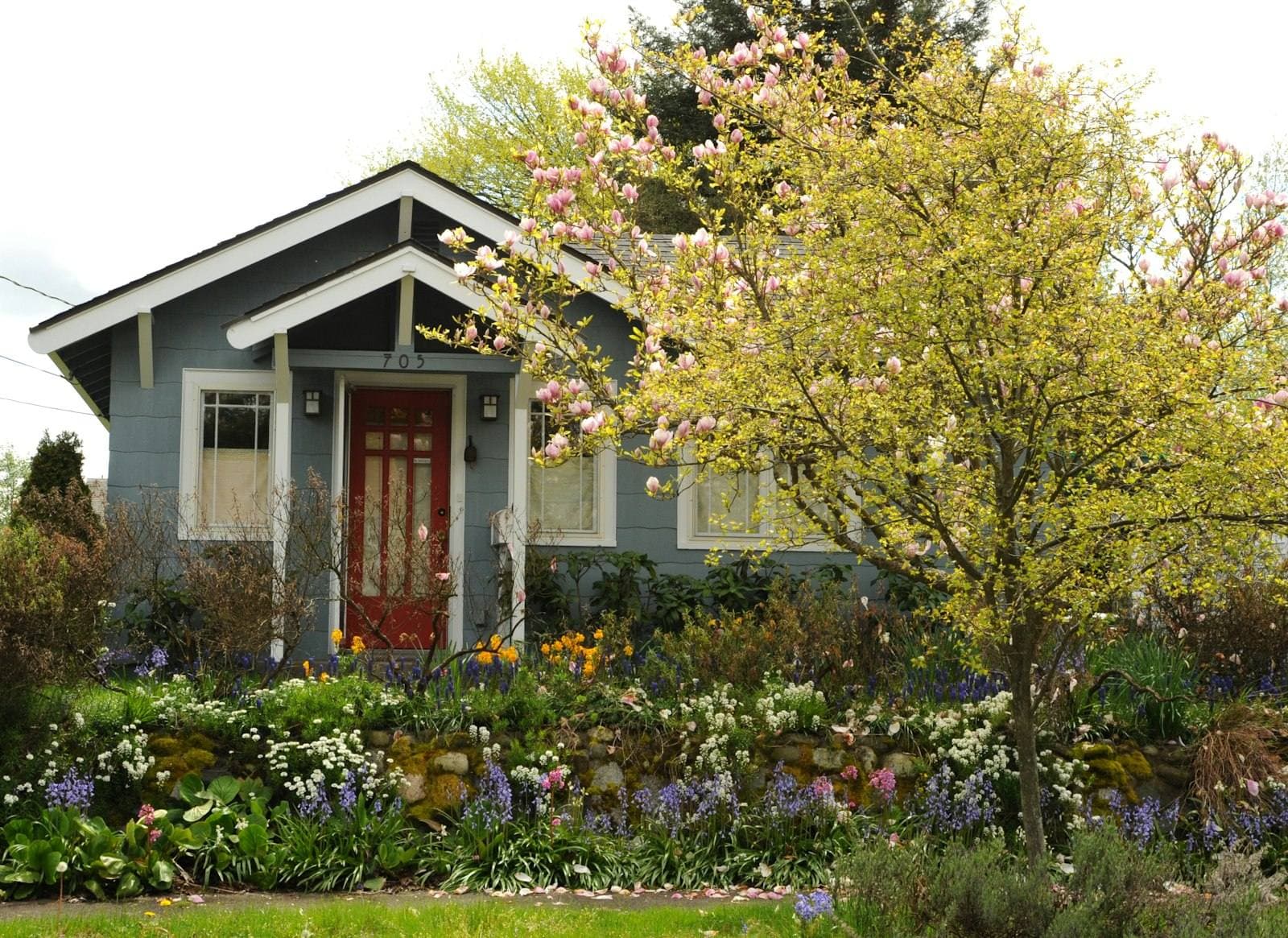 Washington craftsman home among evergreens